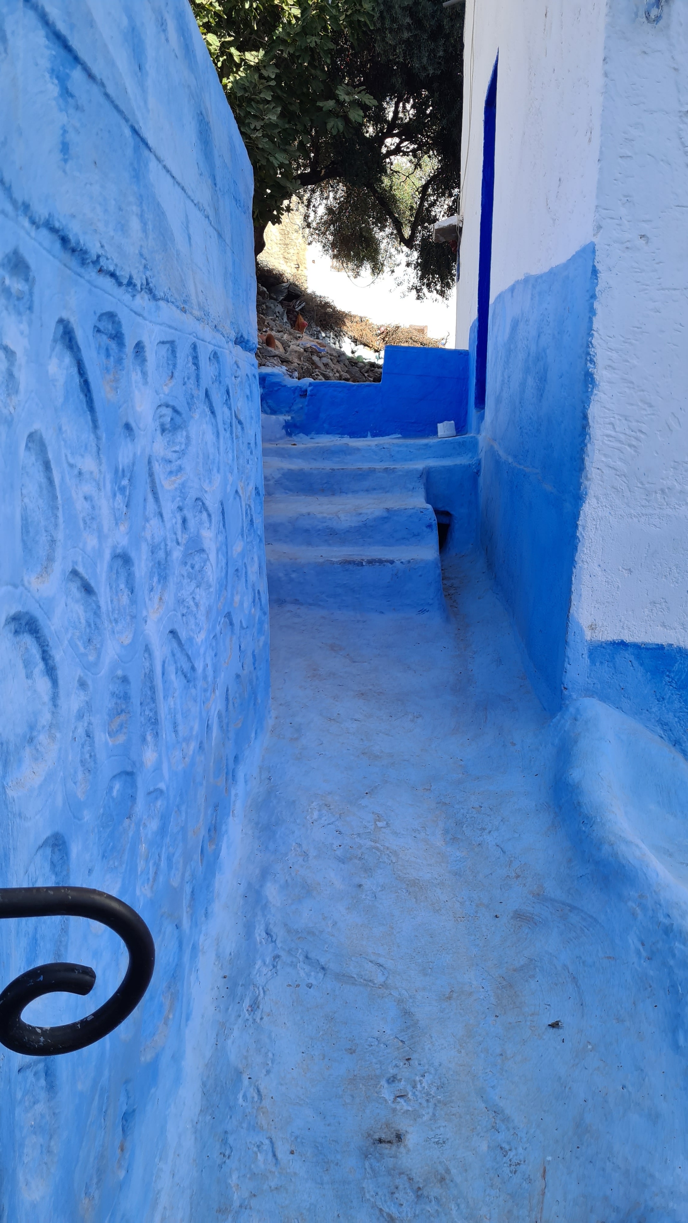 Blaue Architekturdetails