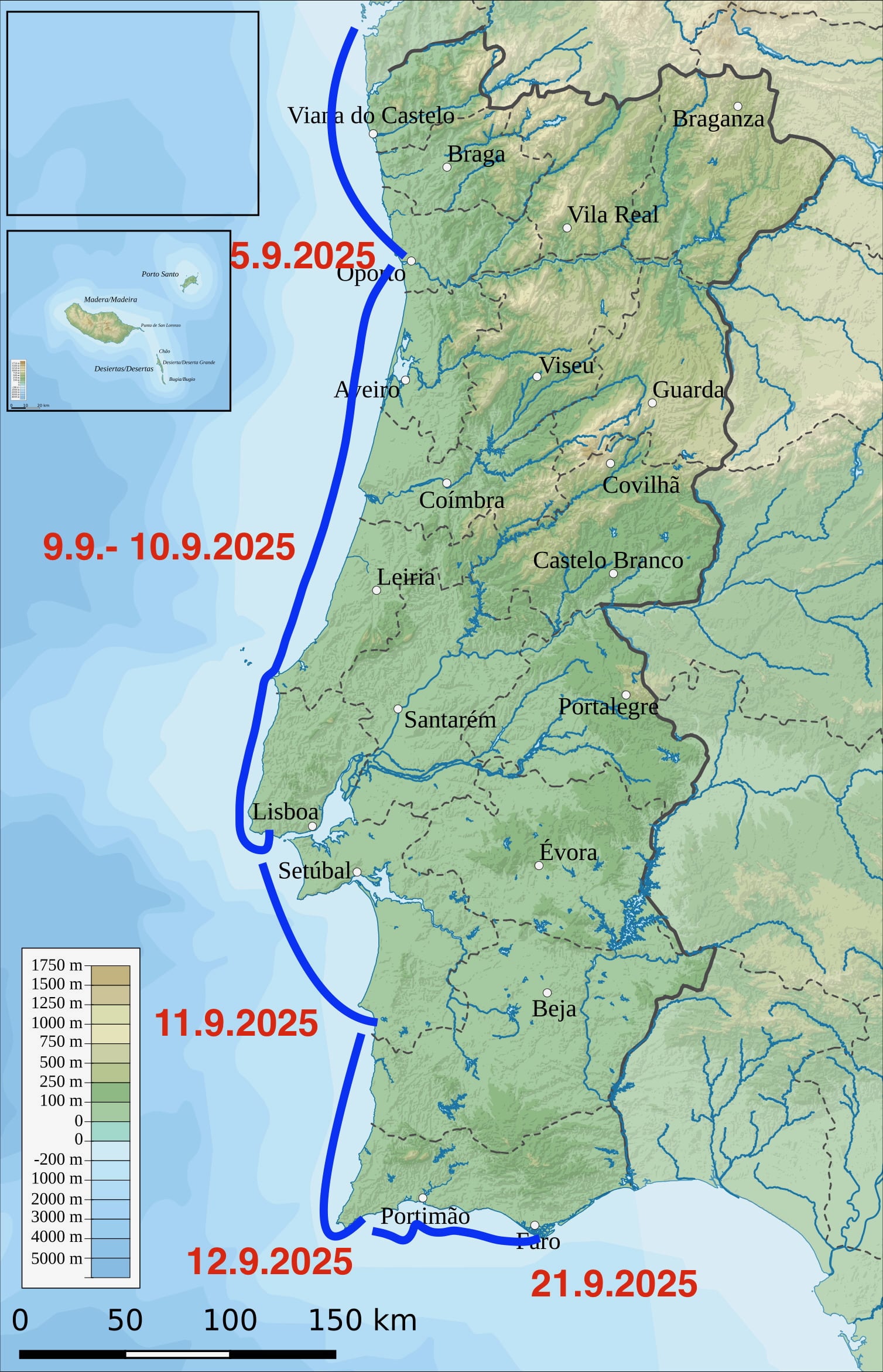 Unsere Etappen mit Datum